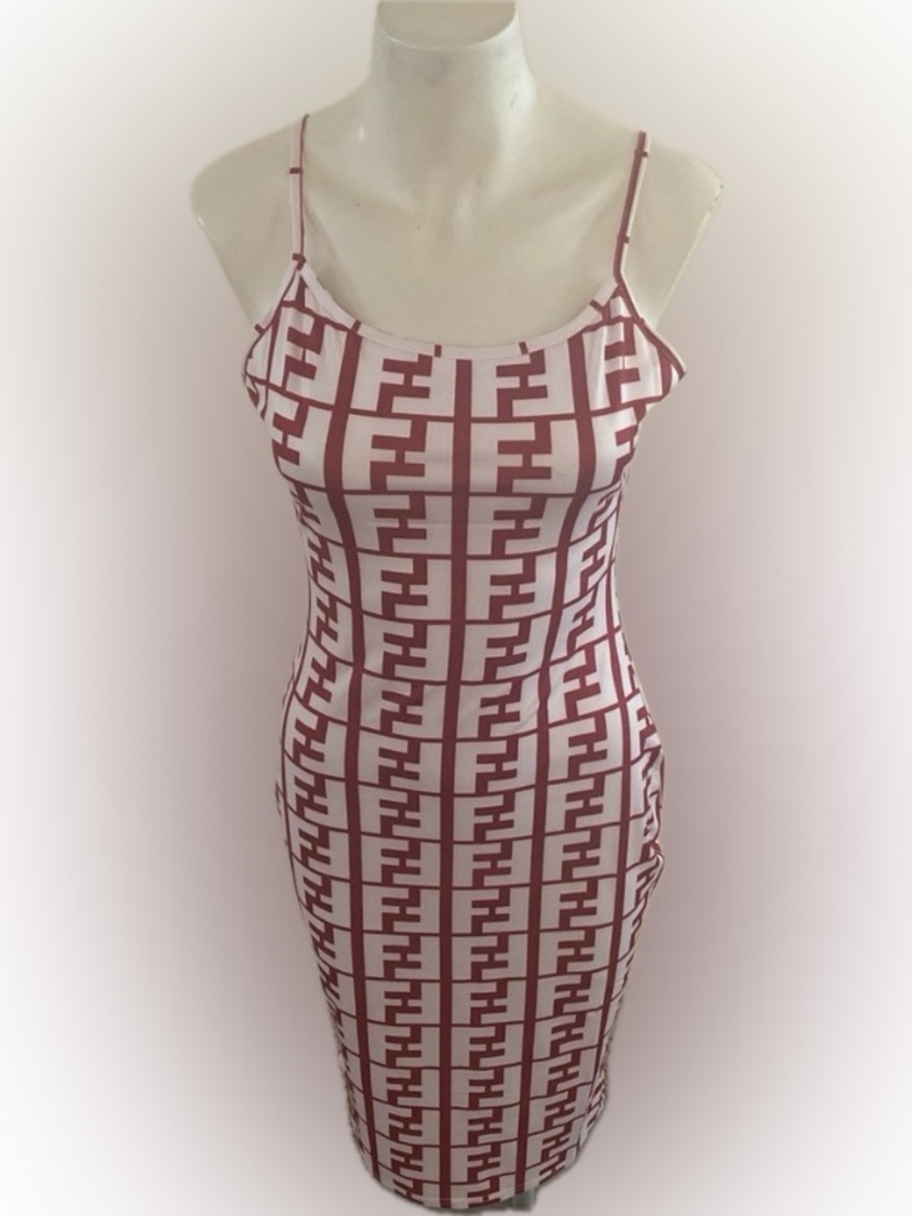 Fashion printed women’s red and white dress